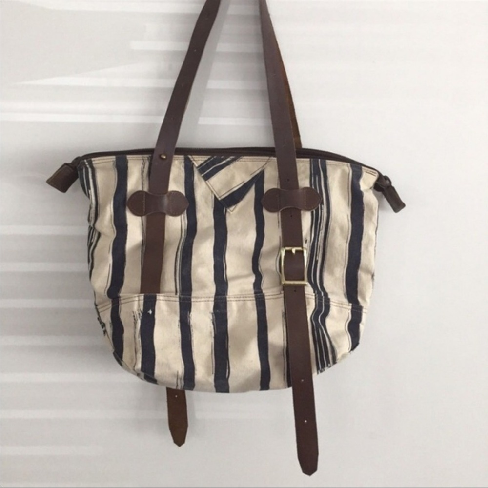 Alexandra Cassaniti striped canvas tote bag